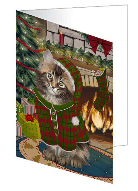 The Stocking was Hung Akita Dog Handmade Artwork Assorted Pets Greeting Cards and Note Cards with Envelopes for All Occasions and Holiday Seasons GCD69977