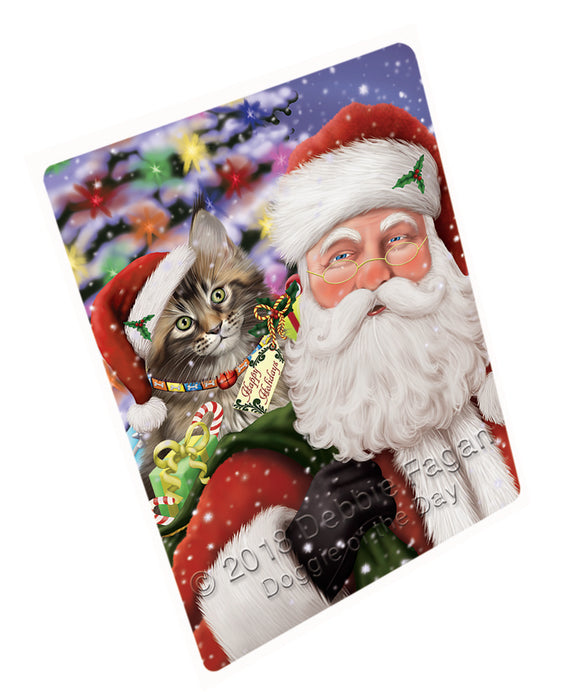 Santa Carrying Maine Coon Cat and Christmas Presents Cutting Board C65529