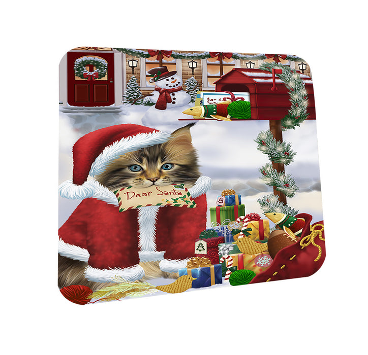 Maine Coon Cat Dear Santa Letter Christmas Holiday Mailbox Coasters Set of 4 CST53503