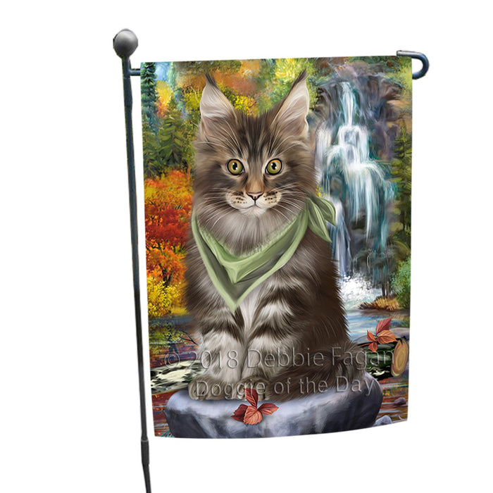 Scenic Waterfall Maine Coon Cat Garden Flag GFLG51912