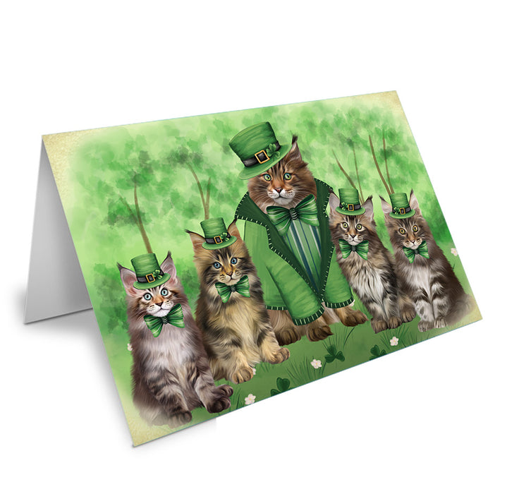 St. Patricks Day Irish Portrait Maine Coon Cats Handmade Artwork Assorted Pets Greeting Cards and Note Cards with Envelopes for All Occasions and Holiday Seasons GCD76577
