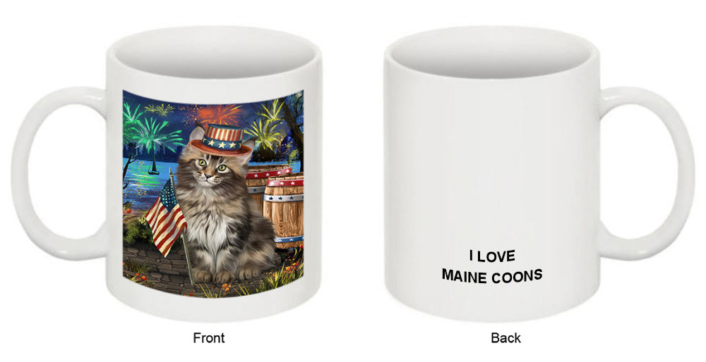 4th of July Independence Day Firework Maine Coon Cat Coffee Mug MUG49451