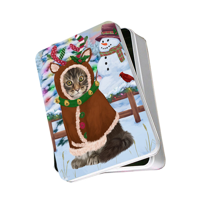 Christmas Gingerbread House Candyfest Maine Coon Cat Photo Storage Tin PITN56390