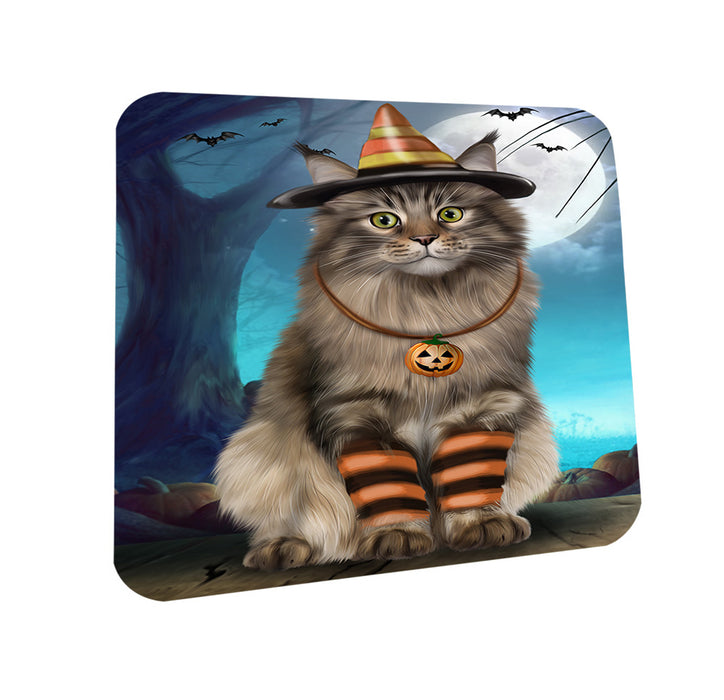 Happy Halloween Trick or Treat Maine Coon Cat Coasters Set of 4 CST54463