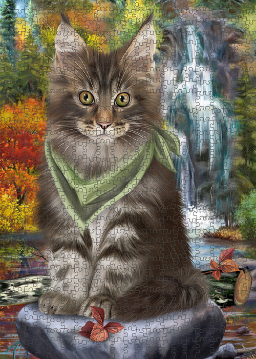 Scenic Waterfall Maine Coon Cat Puzzle with Photo Tin PUZL59832