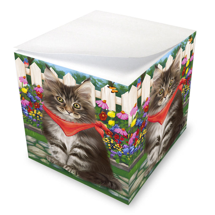 Spring Floral Maine Coon Cat Note Cube NOC52216