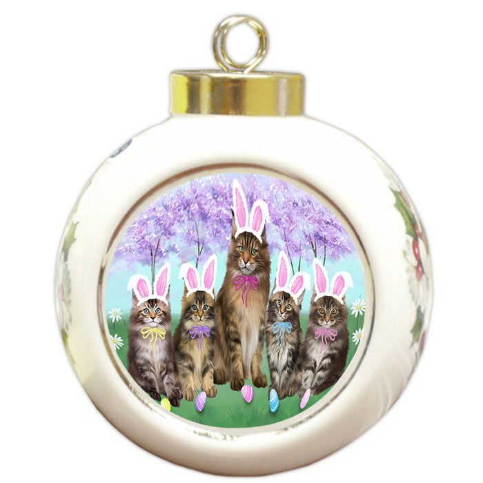 Easter Holiday Maine Coons Cat Round Ball Christmas Ornament RBPOR57318