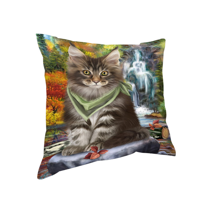 Scenic Waterfall Maine Coon Cat Pillow PIL64024