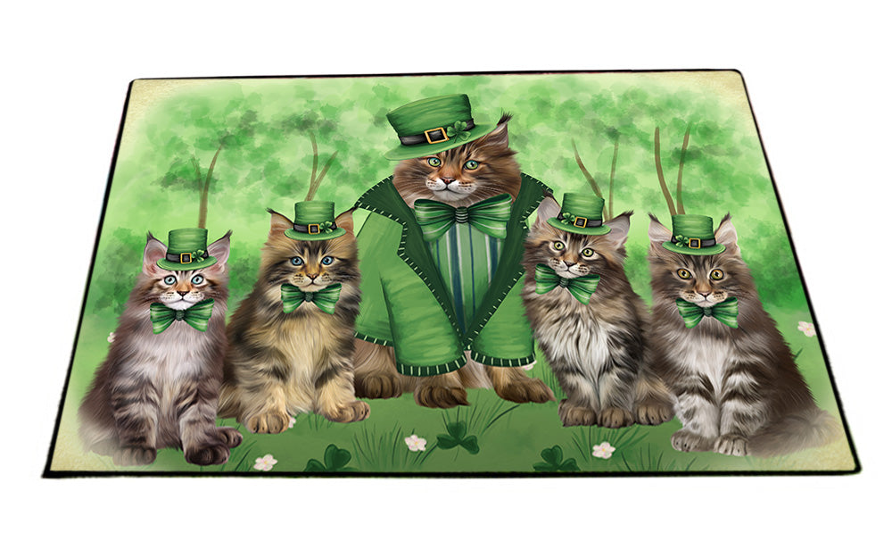 St. Patricks Day Irish Portrait Maine Coon Cats Floormat FLMS54224