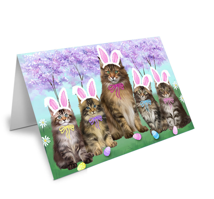 Easter Holiday Maine Coons Cat Handmade Artwork Assorted Pets Greeting Cards and Note Cards with Envelopes for All Occasions and Holiday Seasons GCD76265