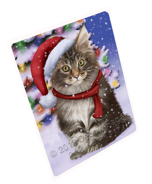 Winterland Wonderland Maine Coon Cat In Christmas Holiday Scenic Background Large Refrigerator / Dishwasher Magnet RMAG83484