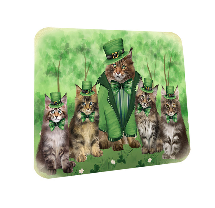 St. Patricks Day Irish Portrait Maine Coon Cats Coasters Set of 4 CST56979