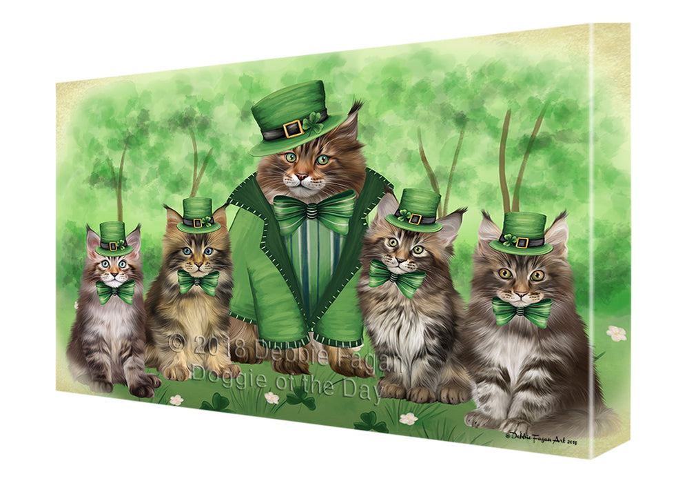 St. Patricks Day Irish Portrait Maine Coon Cats Canvas Print Wall Art Décor CVS135629