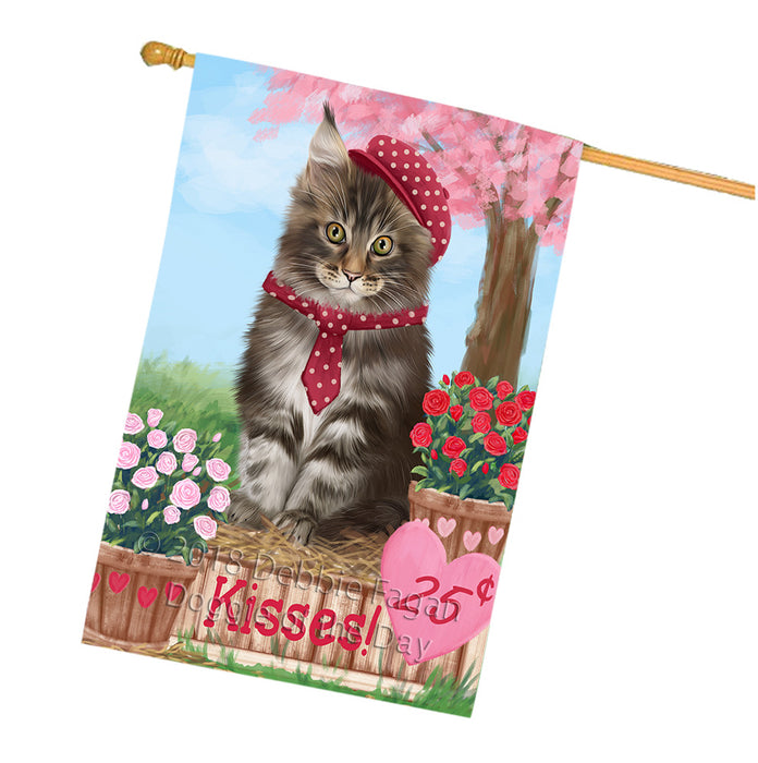 Rosie 25 Cent Kisses Maine Coon Cat House Flag FLG56649