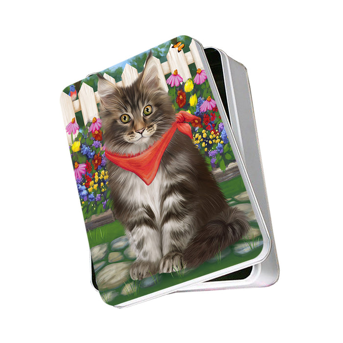 Spring Floral Maine Coon Cat Photo Storage Tin PITN52268