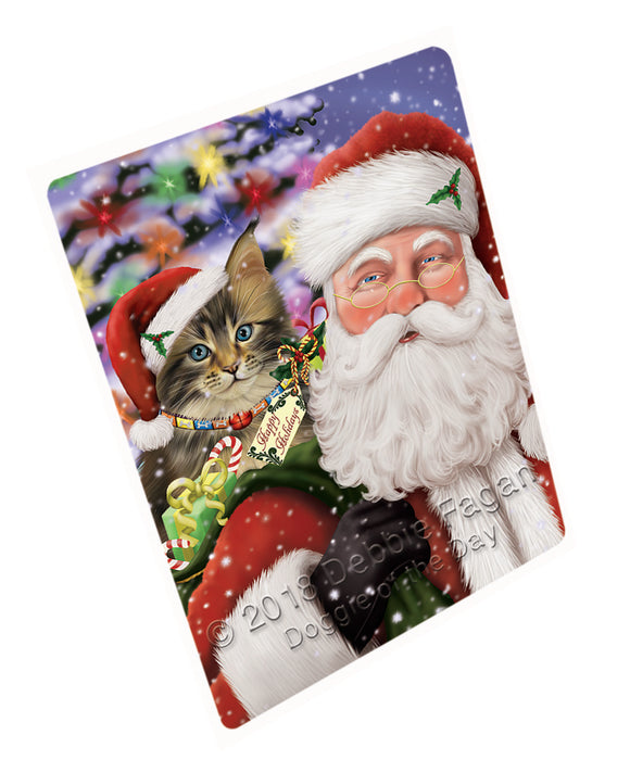 Santa Carrying Maine Coon Cat and Christmas Presents Cutting Board C65532