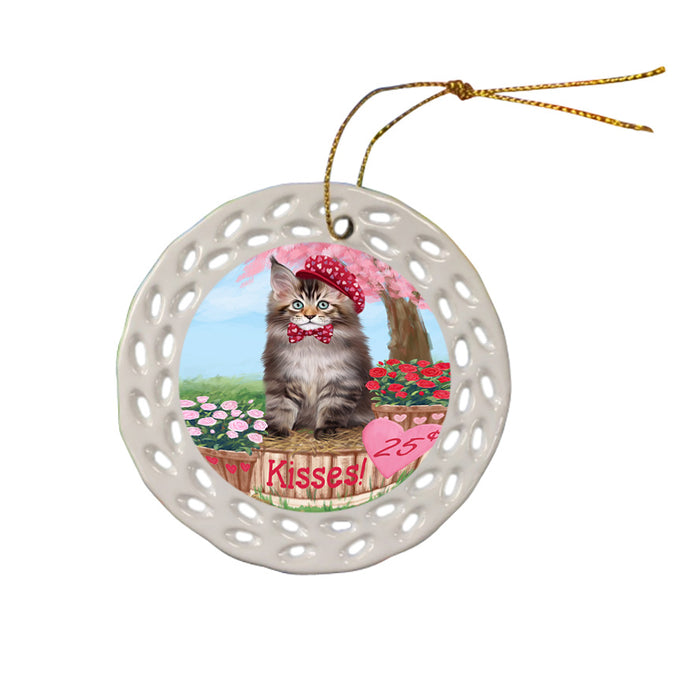 Rosie 25 Cent Kisses Maine Coon Cat Ceramic Doily Ornament DPOR56322