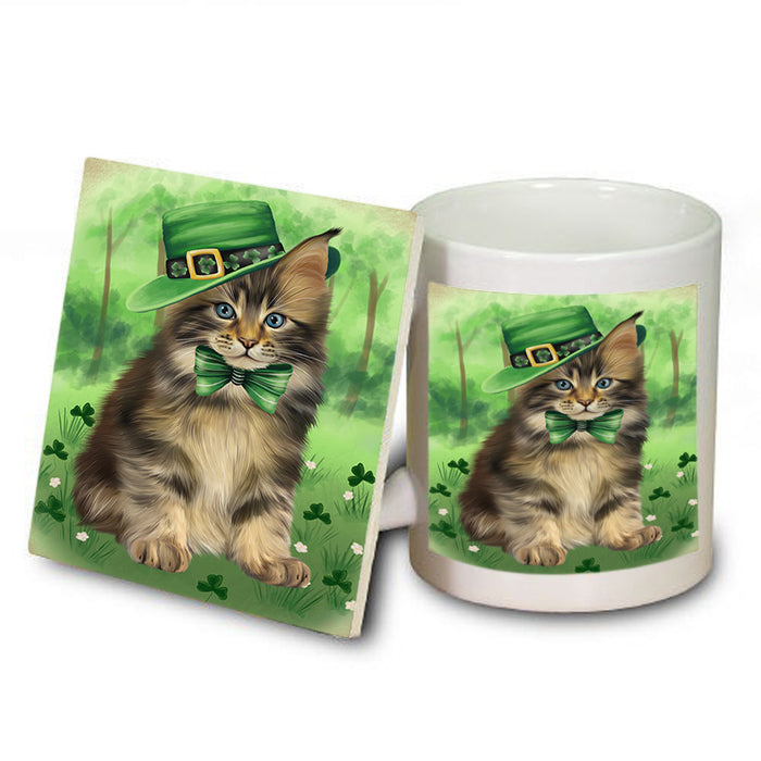 St. Patricks Day Irish Portrait Maine Coon Cat Mug and Coaster Set MUC57014