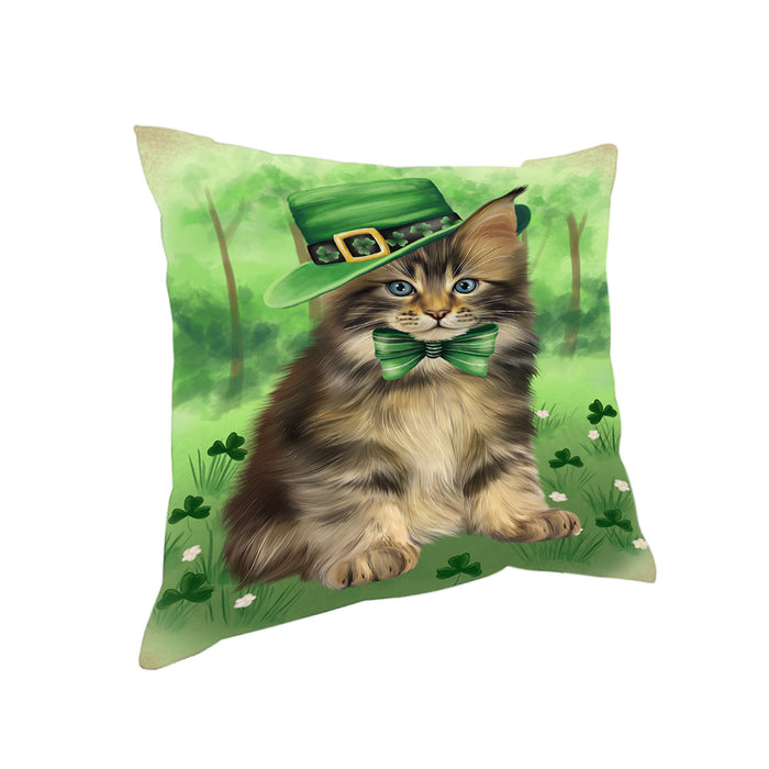 St. Patricks Day Irish Portrait Maine Coon Cat Pillow PIL86200