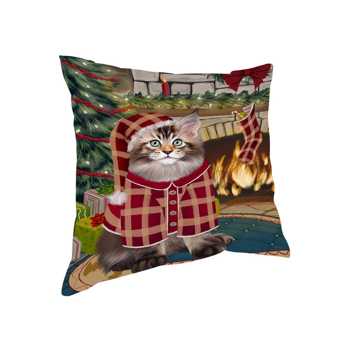 The Stocking was Hung Maine Coon Cat Pillow PIL70360
