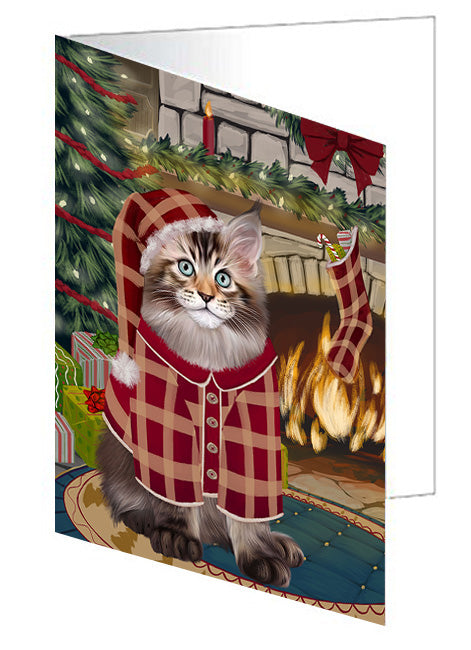The Stocking was Hung Akita Dog Handmade Artwork Assorted Pets Greeting Cards and Note Cards with Envelopes for All Occasions and Holiday Seasons GCD69974