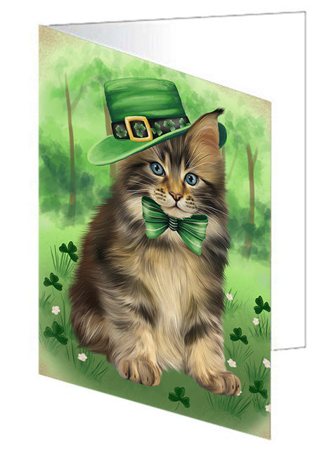 St. Patricks Day Irish Portrait Maine Coon Cat Handmade Artwork Assorted Pets Greeting Cards and Note Cards with Envelopes for All Occasions and Holiday Seasons GCD76580