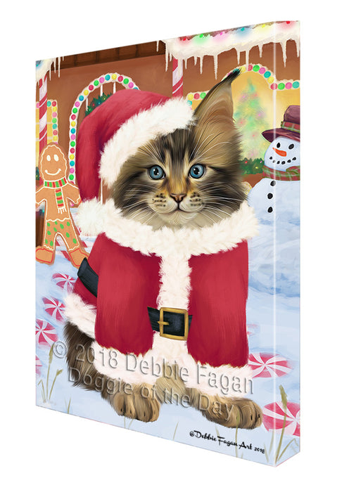 Christmas Gingerbread House Candyfest Maine Coon Cat Canvas Print Wall Art Décor CVS130256