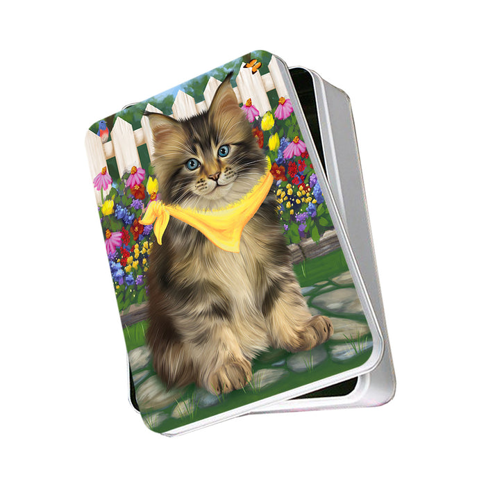 Spring Floral Maine Coon Cat Photo Storage Tin PITN52269