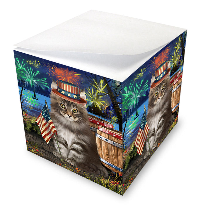 4th of July Independence Day Firework Maine Coon Cat Note Cube NOC55700