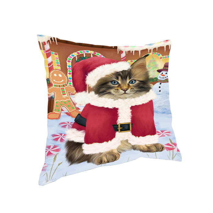 Christmas Gingerbread House Candyfest Maine Coon Cat Pillow PIL80084