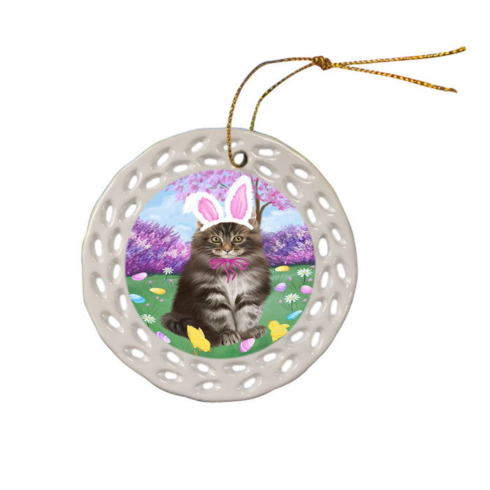 Easter Holiday Maine Coon Cat Ceramic Doily Ornament DPOR57319