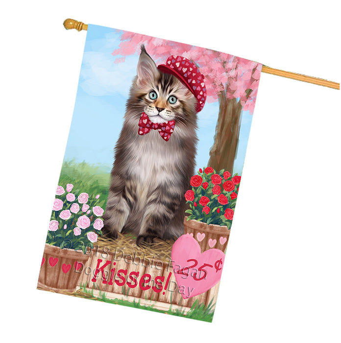 Rosie 25 Cent Kisses Maine Coon Cat House Flag FLG56650