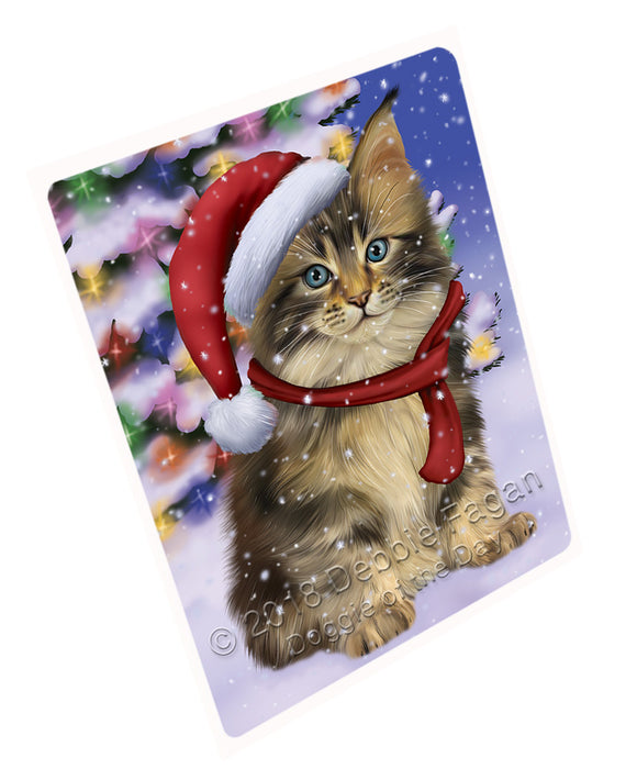 Winterland Wonderland Maine Coon Cat In Christmas Holiday Scenic Background Cutting Board C65748