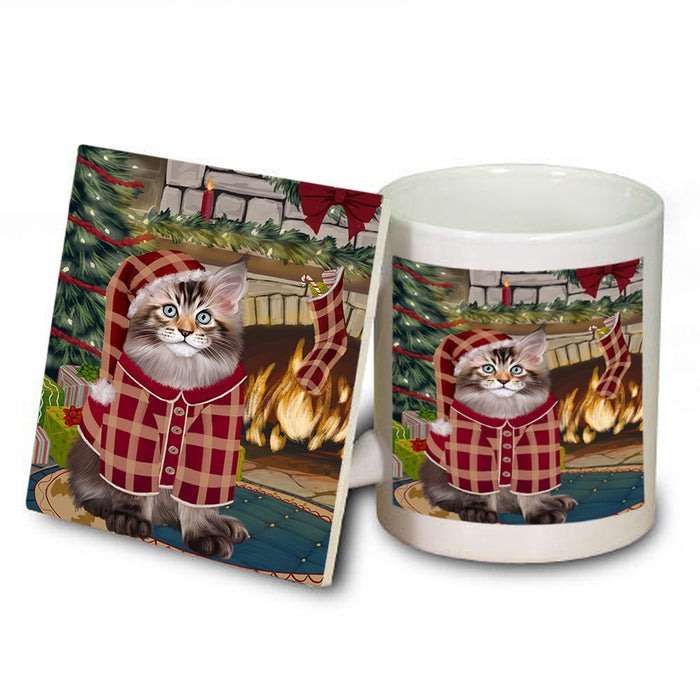 The Stocking was Hung Maine Coon Cat Mug and Coaster Set MUC55350