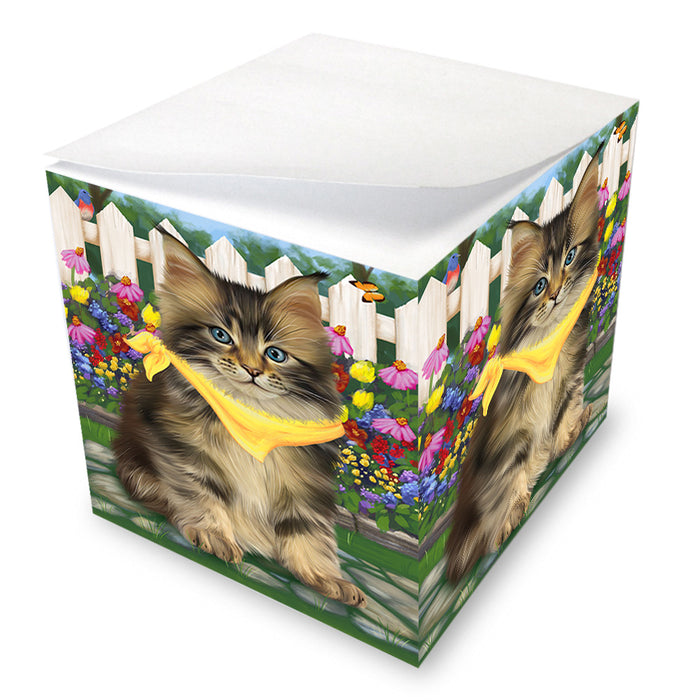 Spring Floral Maine Coon Cat Note Cube NOC52217