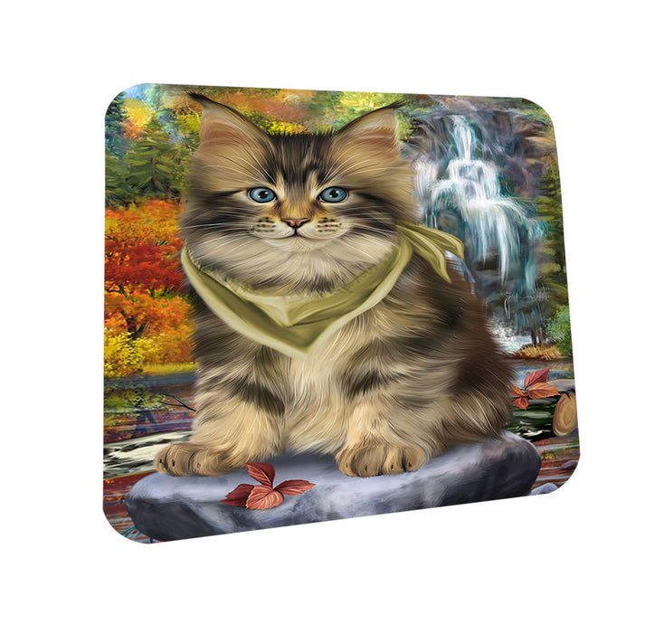 Scenic Waterfall Maine Coon Cat Coasters Set of 4 CST51875