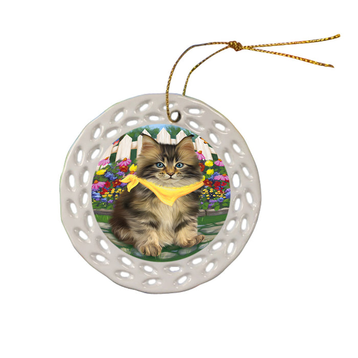 Spring Floral Maine Coon Cat Ceramic Doily Ornament DPOR52269