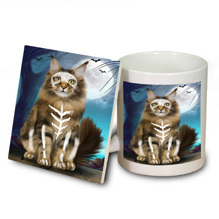 Happy Halloween Trick or Treat Maine Coon Cat Mug and Coaster Set MUC54498