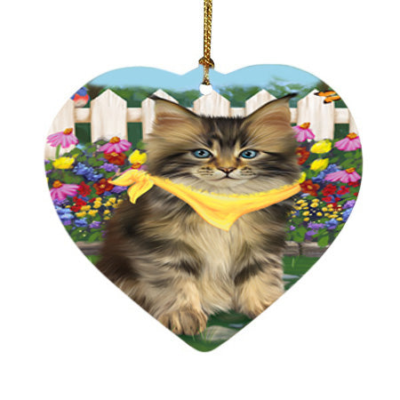 Spring Floral Maine Coon Cat Heart Christmas Ornament HPOR52269