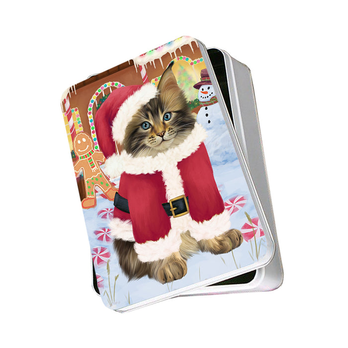 Christmas Gingerbread House Candyfest Maine Coon Cat Photo Storage Tin PITN56391