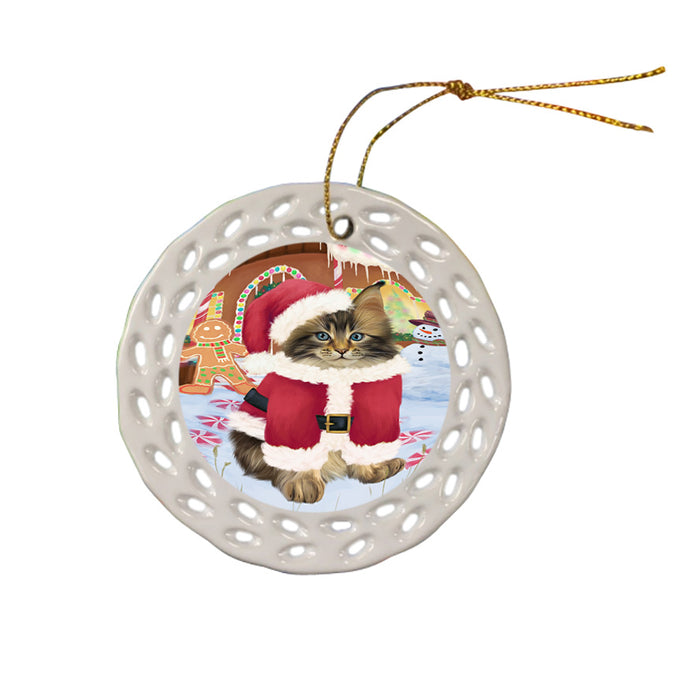 Christmas Gingerbread House Candyfest Maine Coon Cat Ceramic Doily Ornament DPOR56804