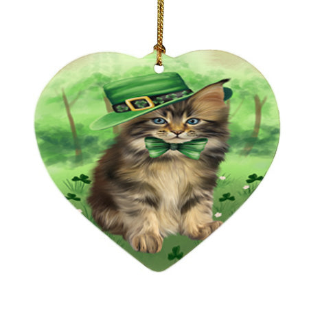St. Patricks Day Irish Portrait Maine Coon Cat Heart Christmas Ornament HPOR57962