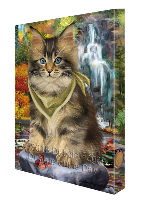 Scenic Waterfall Maine Coon Cat Canvas Print Wall Art Décor CVS84509