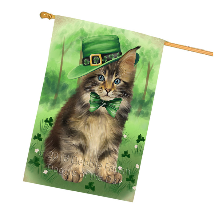 St. Patricks Day Irish Portrait Maine Coon Cat House Flag FLG65046