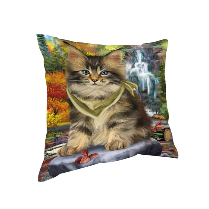 Scenic Waterfall Maine Coon Cat Pillow PIL64028