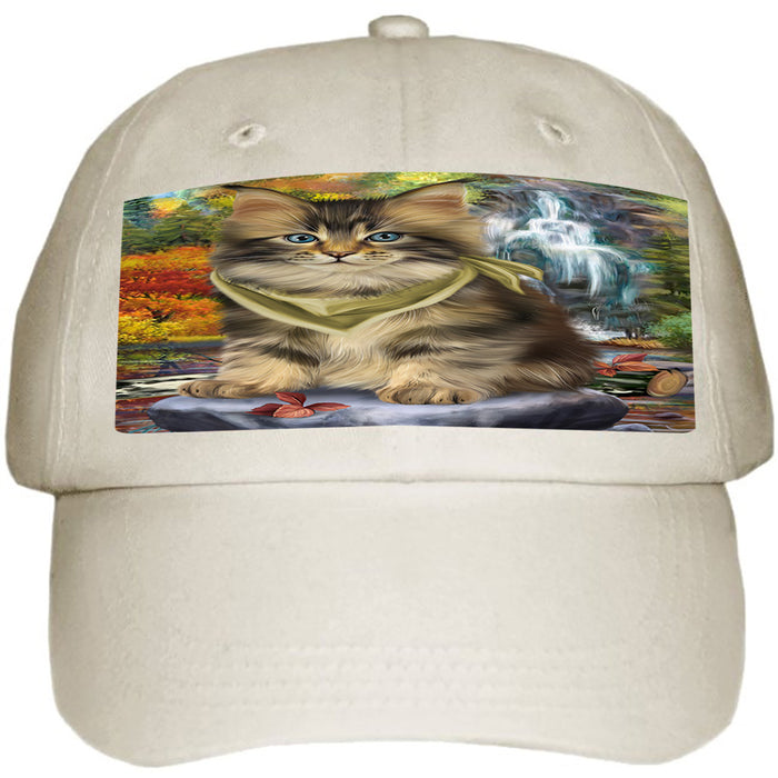 Scenic Waterfall Maine Coon Cat Ball Hat Cap HAT59481