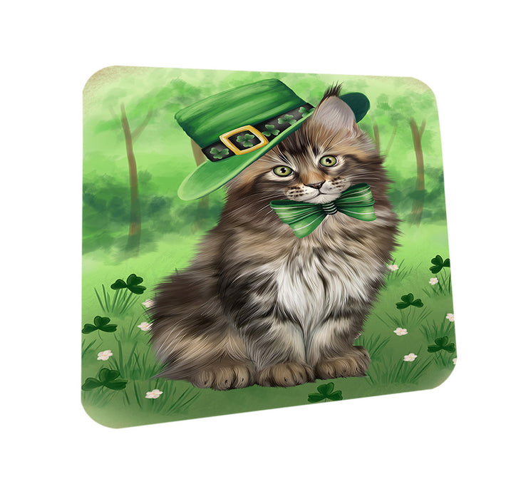 St. Patricks Day Irish Portrait Maine Coon Cat Coasters Set of 4 CST56981