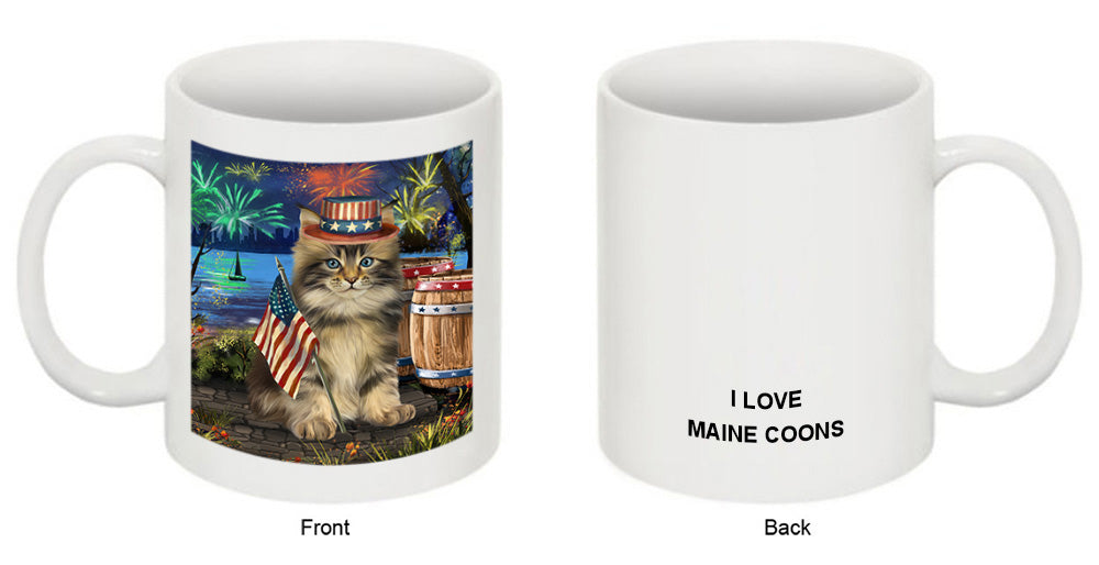 4th of July Independence Day Firework Maine Coon Cat Coffee Mug MUG49453