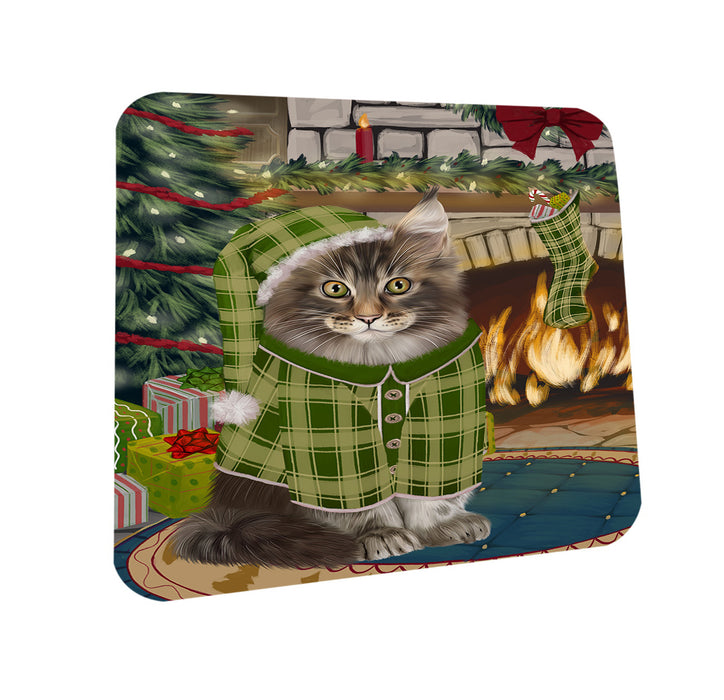 The Stocking was Hung Maine Coon Cat Coasters Set of 4 CST55317
