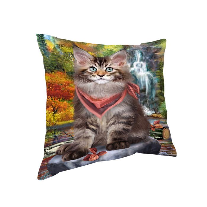 Scenic Waterfall Maine Coon Cat Pillow PIL64032